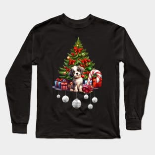 Sweet puppy with christmas tree Long Sleeve T-Shirt